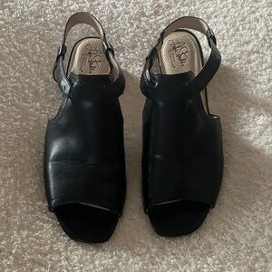 Life Stride Black Open-Toe Slingback Sandals